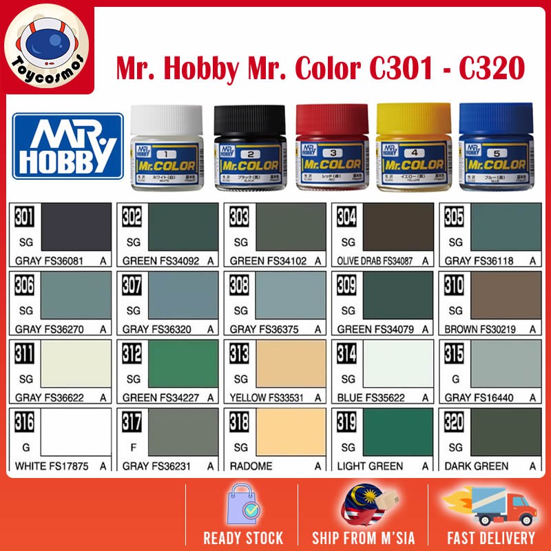 Mr.Hobby Mr. Color Lacquer Paint C301-C320 Paint Color for Plastic ...