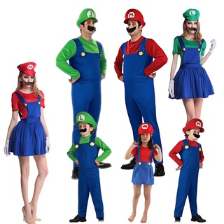 Super Mario Bros Waluigi Fancy Dress Cosplay Costume Jumpsuit Uniform Outfit Set 