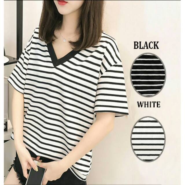 WFS88 Latest Women's Short Sleeve Blouse Fashion TINA V SALUR/ Women's Casual Fashion/ Striped Blouse/