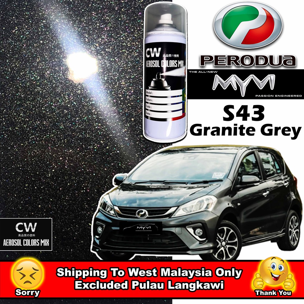 Perodua Myvi S43 Granite Grey Touch Up Paint Myvi Colors Cw Aikka Aerosol Diy Cat Spray Bottle 370ml 补漆 Hitam Star