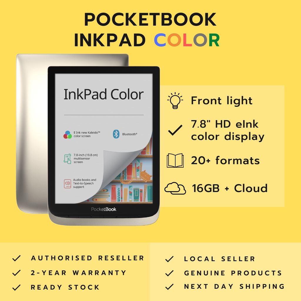 PocketBook InkPad Color (7.8" ebook reader supports 20+ formats