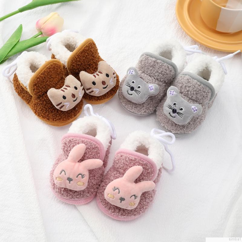 Baby Boys Girls Shoes Fluffy Slipper Warm Cute Cartoon House Slippers Fuzzy Indoor Bedroom Shoes Toddler Cozy First Walker Furry Crib Shoe for 0-18 Months