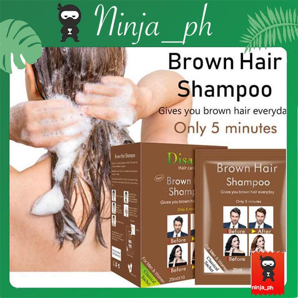 【Ninja_ph】Brown Hair Shampoo Fast Coloring Easy To Clean No Stimulation Hair Dye Color Shampoo