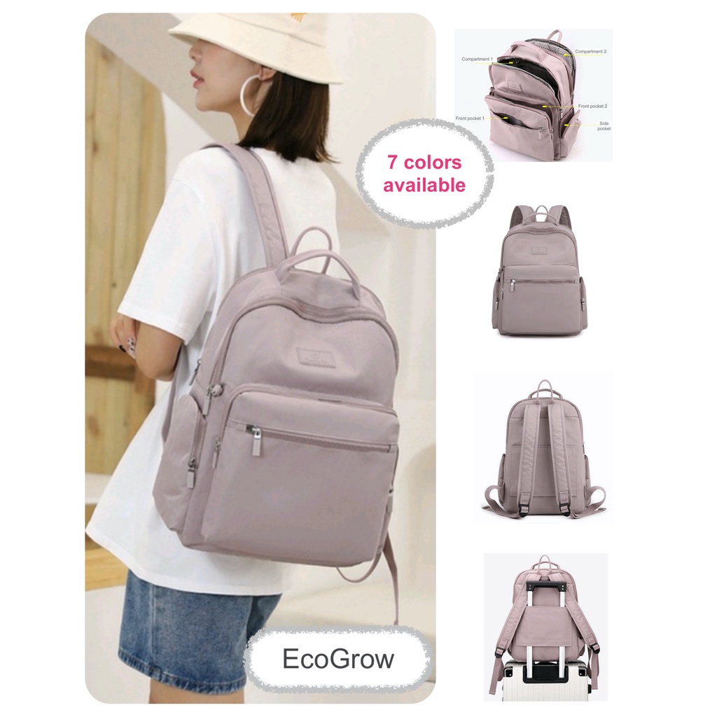 [ECOGROW] COLORFUL FOX Ready Stock Crinkled Nylon Laptop Backpack School Bag Beg Sekolah Secondary Student Banyak Zip