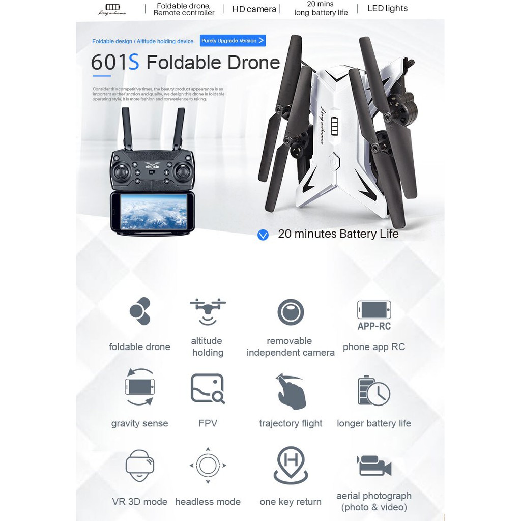 rc helicopter drone with camera hd 1080p wifi fpv selfie drone professional foldable quadcopter 40 minutes battery life ky601s