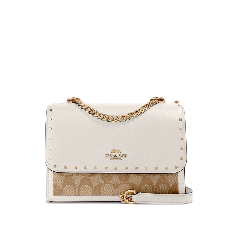 Coach Klare Crossbody In Signature Canvas With Rivets Light Brown