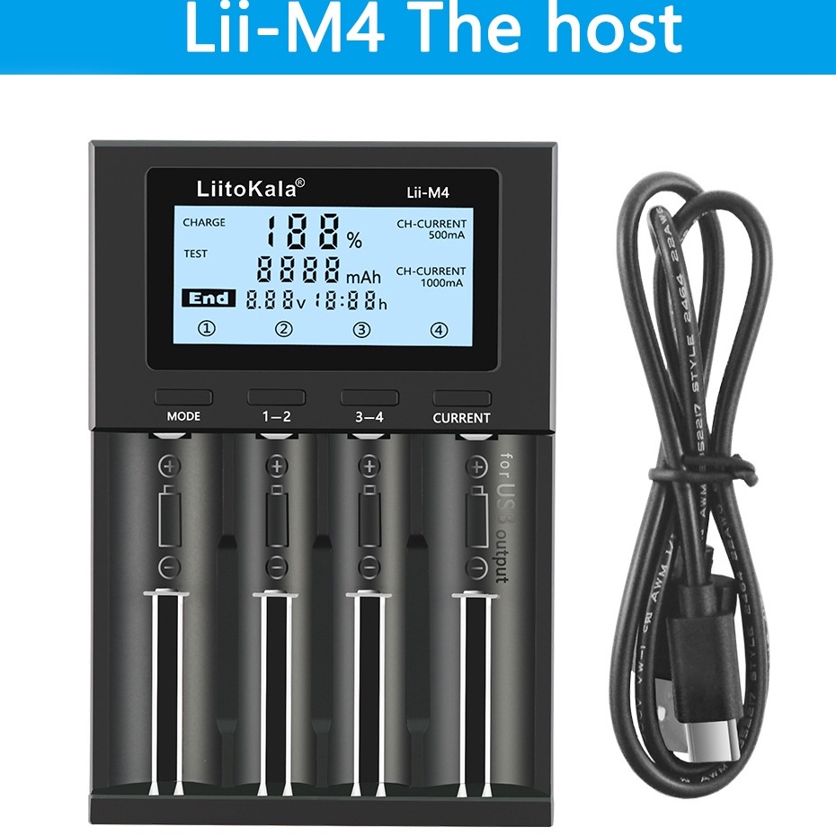 (READY STOCK) LiitoKala LCD Lii-M4 4-Slot Charger Battery AWT C4 C2 ...