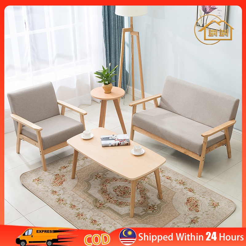 LI|Sofa Bed 1/2/3 Seater Sofa Set for living room Fabric Sofa Canvas Sofa Bed Nordic style fabric sofa bed沙发