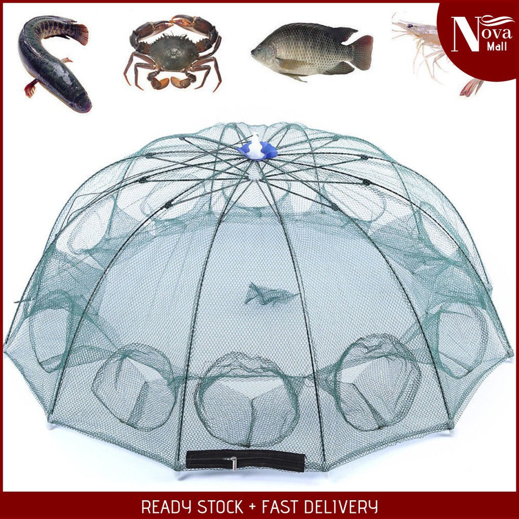 Magic 20 Holes Fishing Trap Net Auto Shrimp Crab Fish Fisher Hook Ocean ...