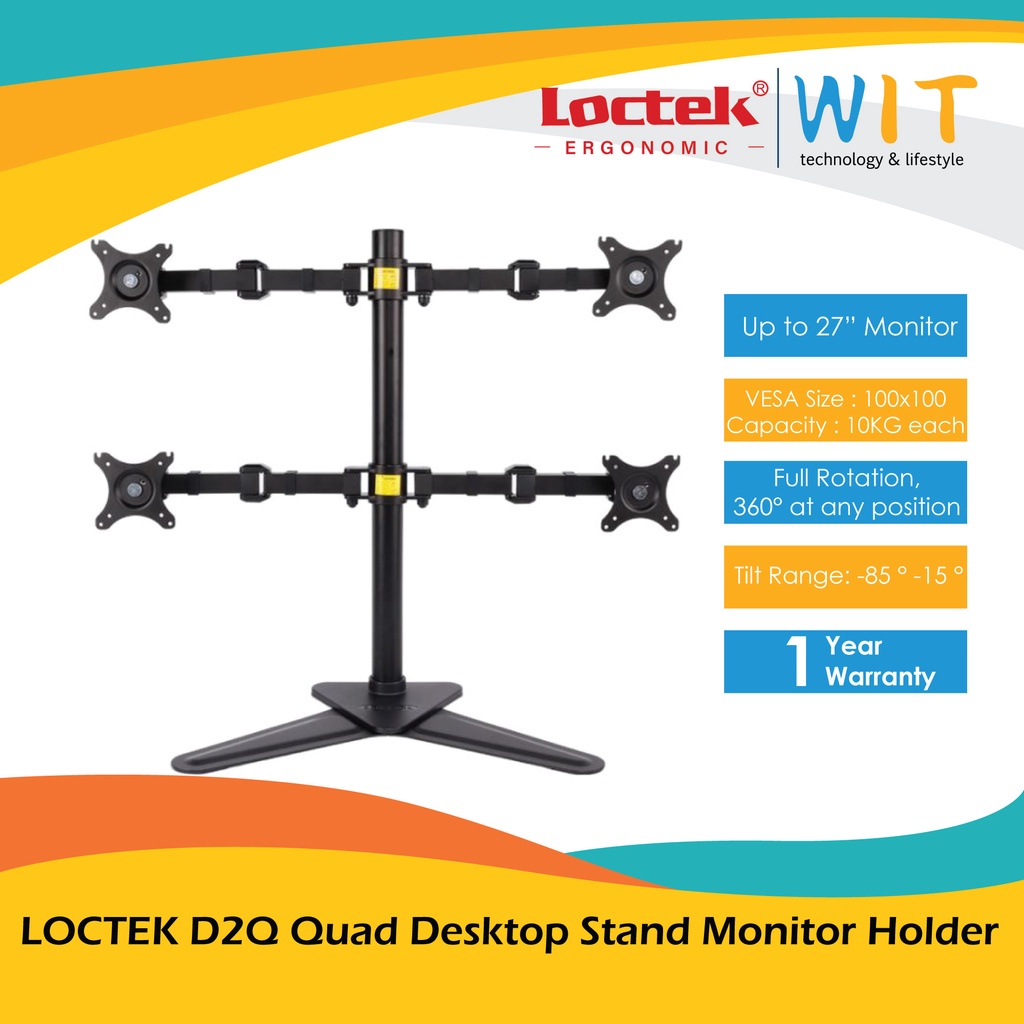 LOCTEK D2Q Quad Desktop Stand Monitor Holder