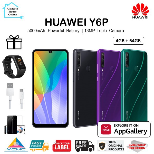 Huawei Y6P [4GB+64GB] 1 Year Warranty by Huawei Malaysia | Shopee Malaysia