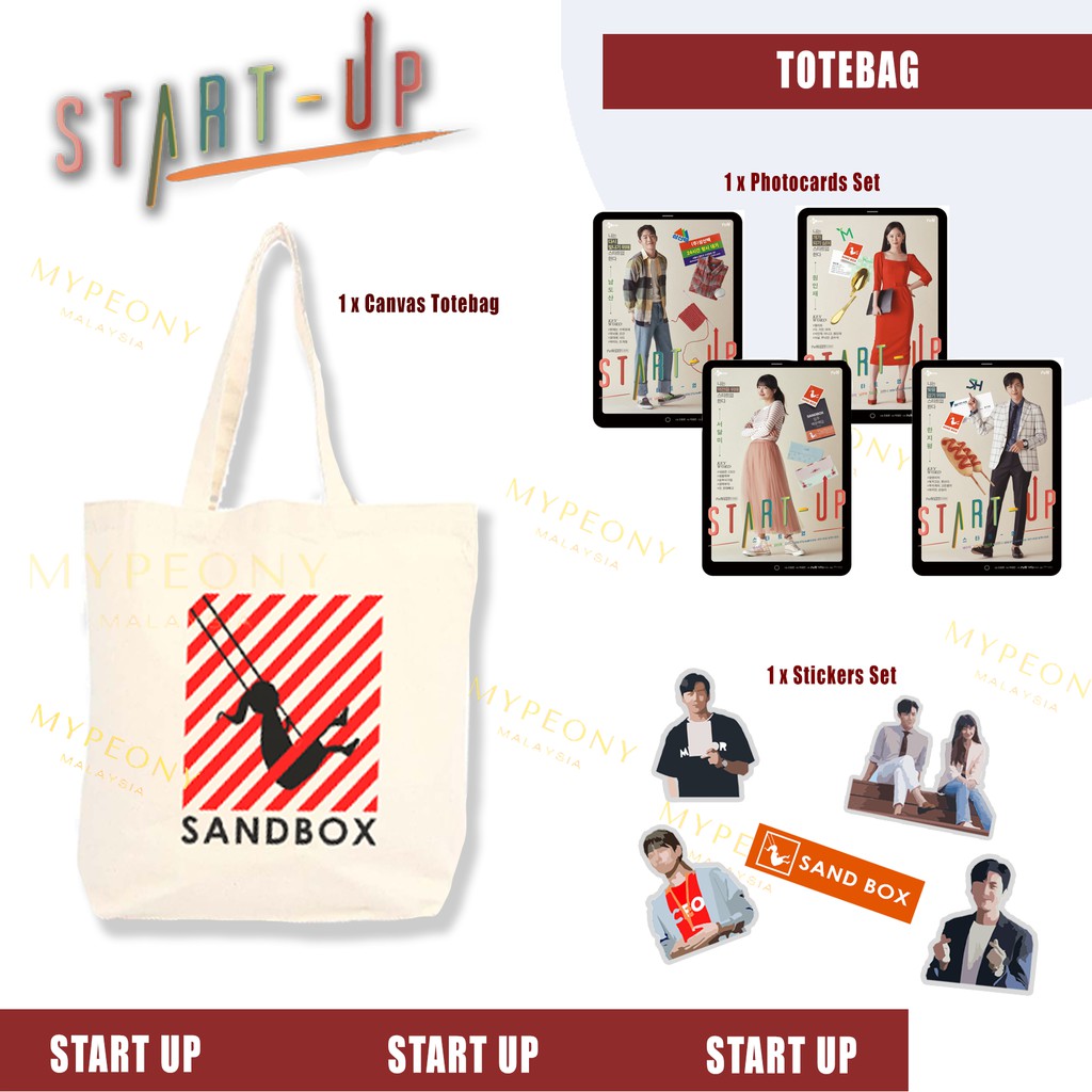 (PREORDER)[START UP SANDBOX TOTEBAG] start up kdrama Tote bag Samsan Tech stickers totebag sandbox jipyeong