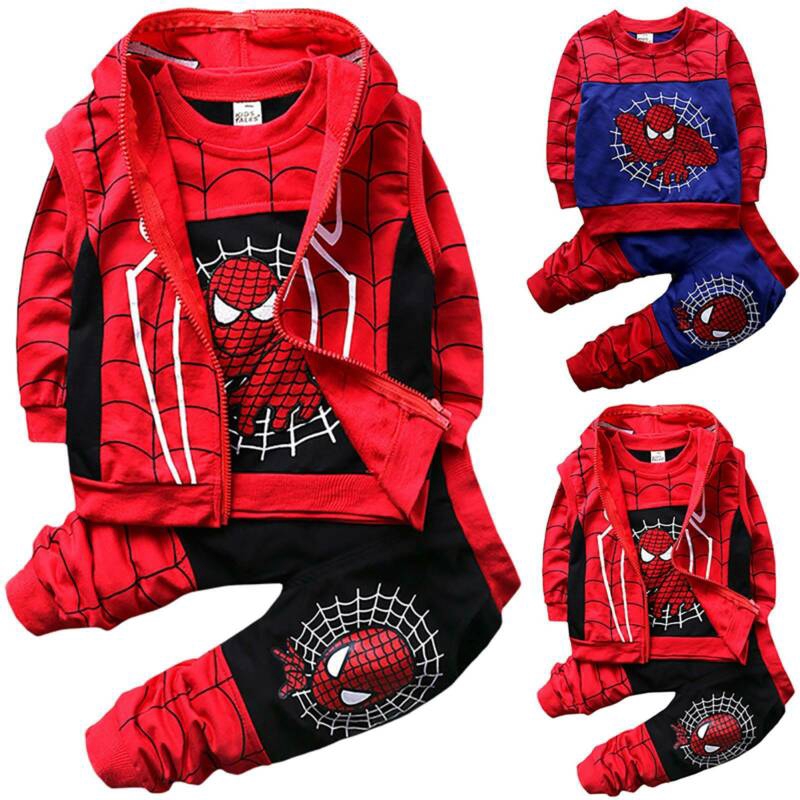 Kids Boys Hoodies Sweatshirt Coat Jacket Pants Spider-man Tracksuit Clothing Set 
