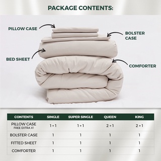 KOJI Silky Touch- Solid Series- Microfibre Comforter Set 4 IN 1 (Single ...