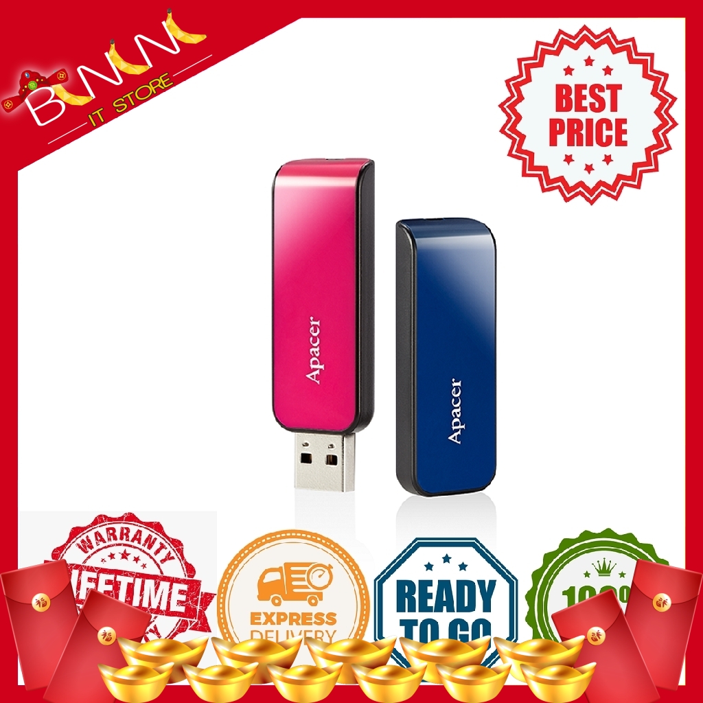 APACER AH334 16GB/32GB/64GB USB2.0 BLUE/PINK Flash Drive Thumb Drive ...