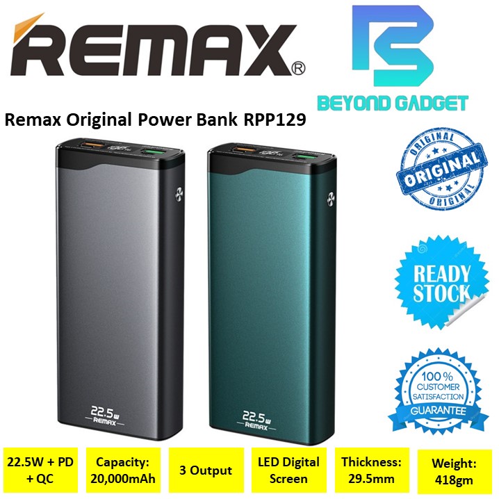 Remax RPP129 / RPP-129 Power Bank 20000mAh 22.5W PD + QC Multi ...