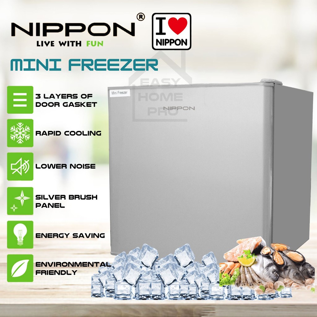 NIPPON NFZ-A40 SINGLE DOOR MINI FREEZER 40L (SILVER) ENERGY EFFICIENT SILENT COMPACT