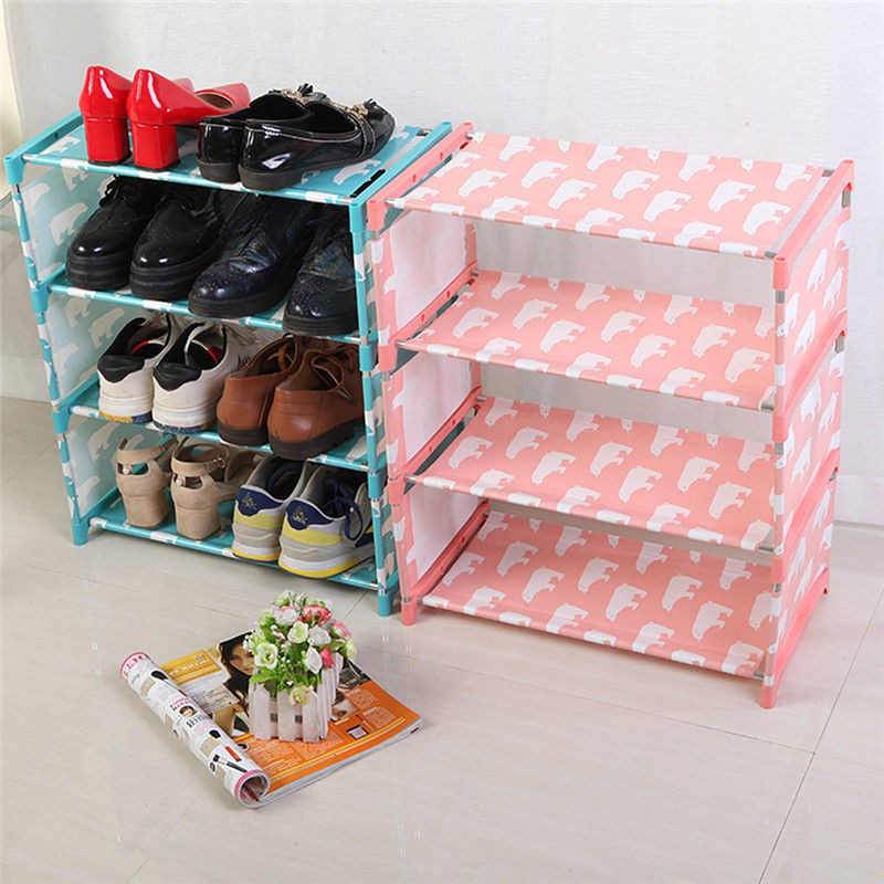 3 Tiers Non Woven Fabric Standing Shoe Rack Diy Shoes Storage Shelf Organizer Shopee Malaysia