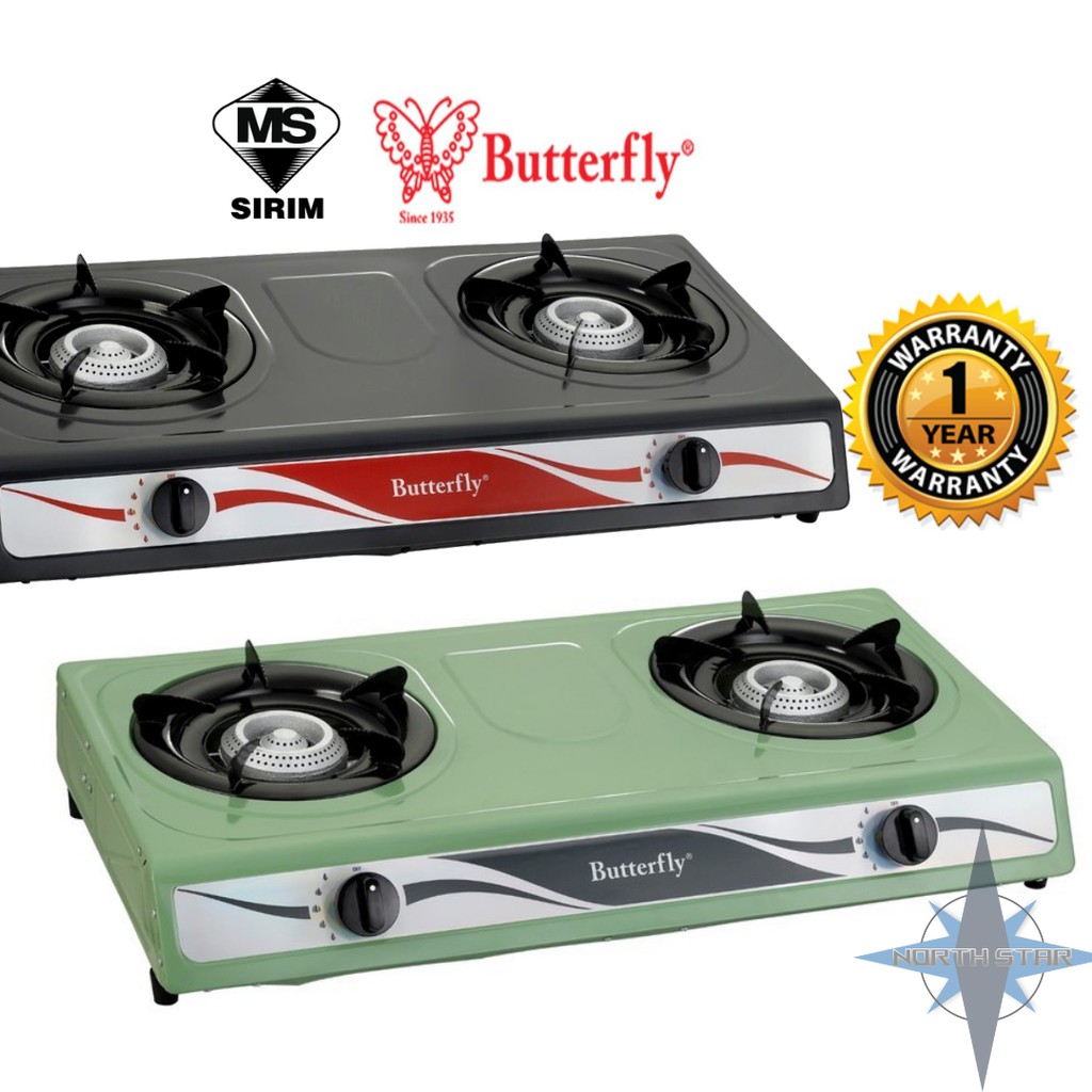 BUTTERFLY STAINLESS STEEL DOUBLE GAS STOVE DAPUR GAS 火炉 BGC68 BGC668