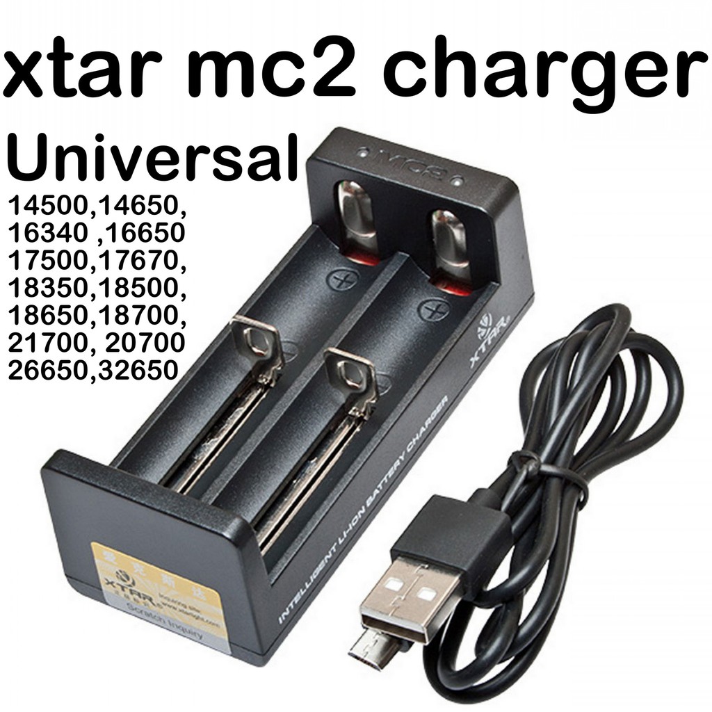 XTAR MC0 Smart Battery Charger with 2 pcs XTAR 16340 w/ PCB BATTERIES 600mAh MCO 