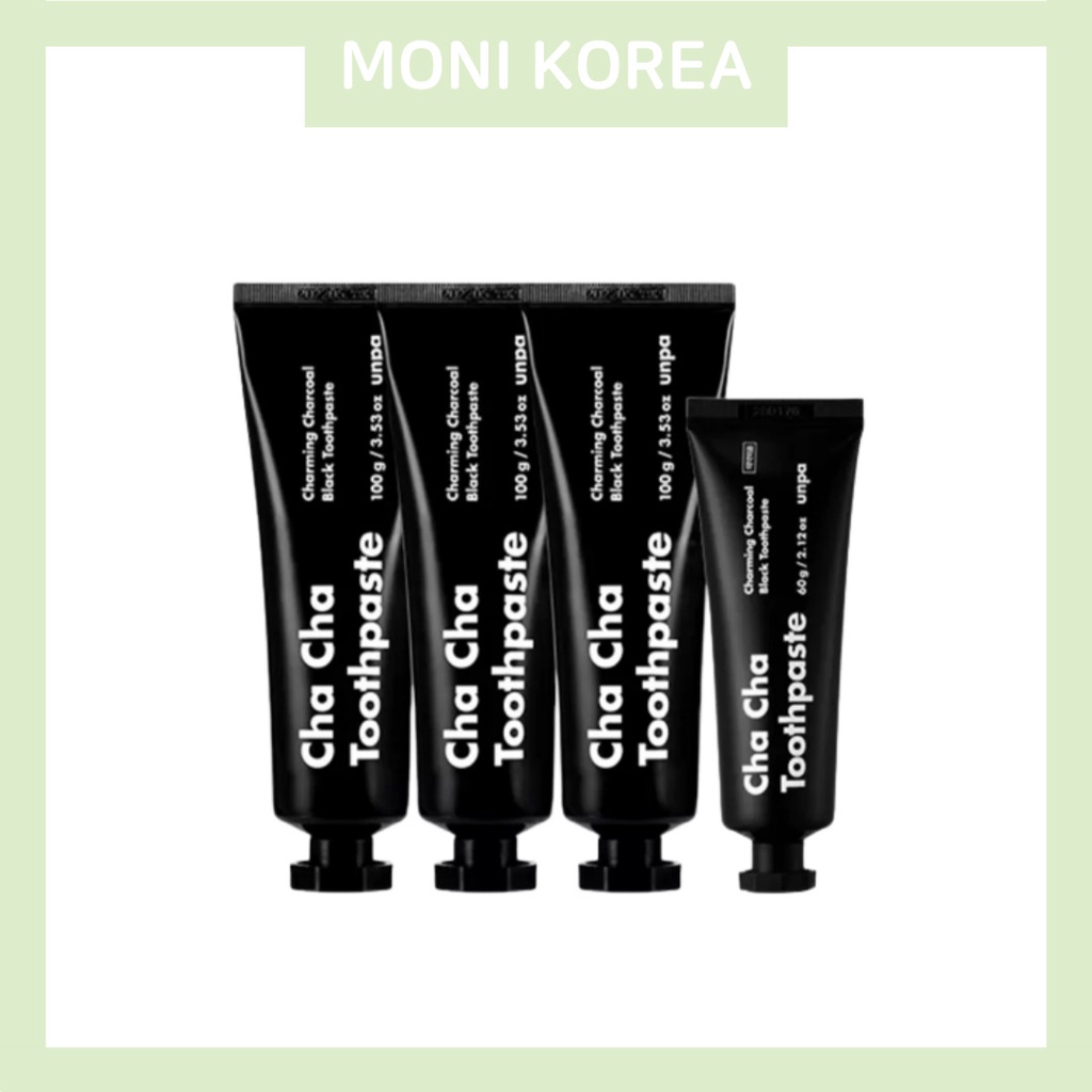 [Unpa] Korea Authentic chacha Charcoal toothpaste 100g x 3 + 60g Korean