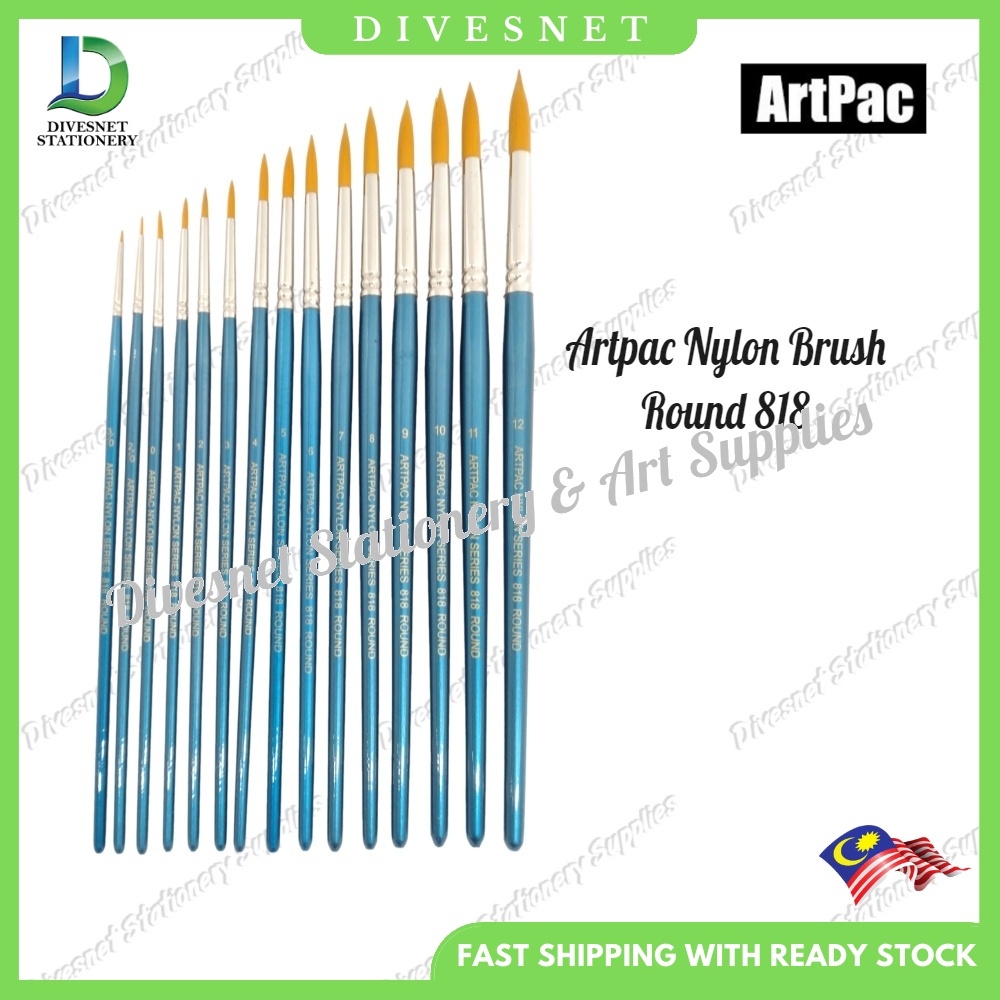 Artpac Nylon Brush Round 818 BR-A818 (Part 1/2) Size No.000/00/0/1/2/3/4/5 9 (1 Batang)