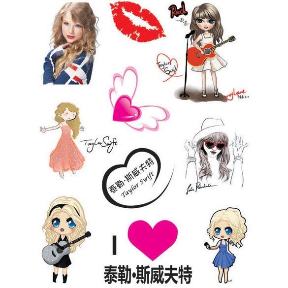 Taylor Swift Cartoon Logo Tattoo Sticker 5 Pack Shopee Malaysia