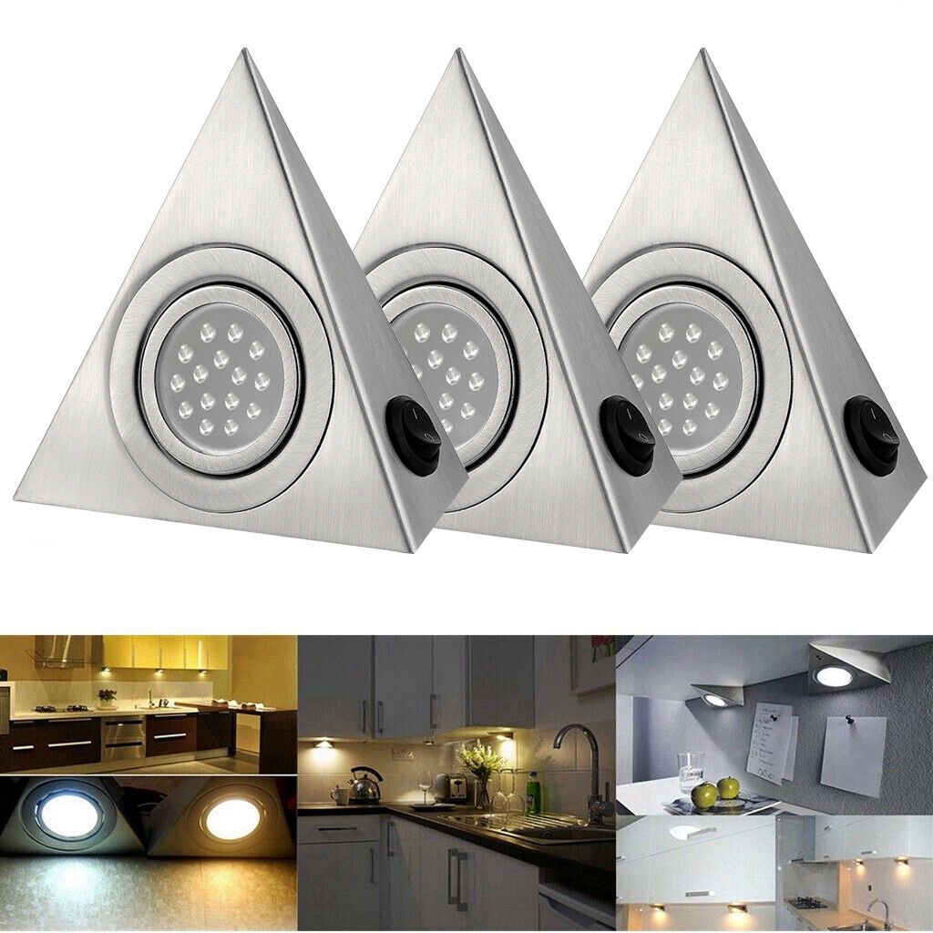 1/3PCS LED MAINS KITCHEN UNDER CABINET CUPBOARD TRIANGLE ...