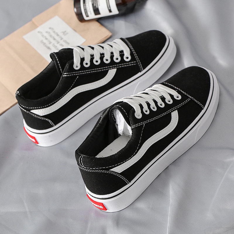Canvas shoes women 2019 spring women s shoes students Korean version of all-match board shoes street shooting small black shoes flat net red cloth shoes women