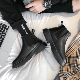 Men Boots Winter Shoes Ankle Casual Boots Fashion Chelsea Boots Leather Slip Ons Motorcycle Boot for Man hjeP