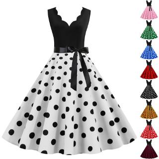 Women Summer Dresses Robe Vintage 50s 60s Pin Up Big Swing Party Rockabilly  Dress Spaghetti Strap Polka Dot Vestido | Shopee Malaysia