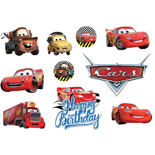 CARS MCQUEEN Cake Topper Kek Many Design Cake Decor Happy Birthday ...