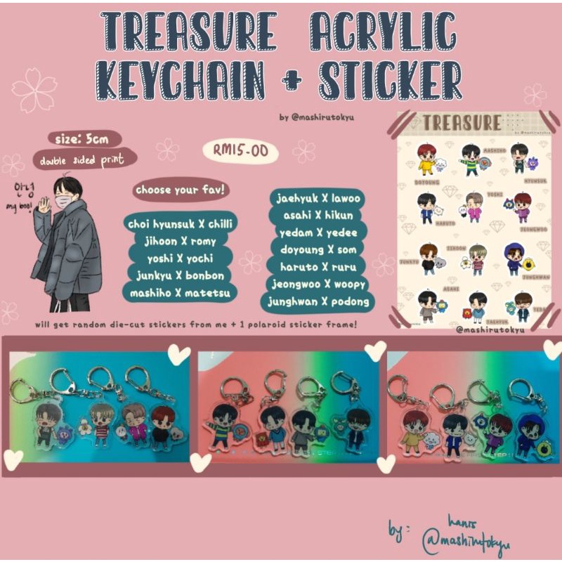 TREASURE ACRYLIC KEYCHAIN + STICKER (FANMADE BY ME) | Shopee Malaysia