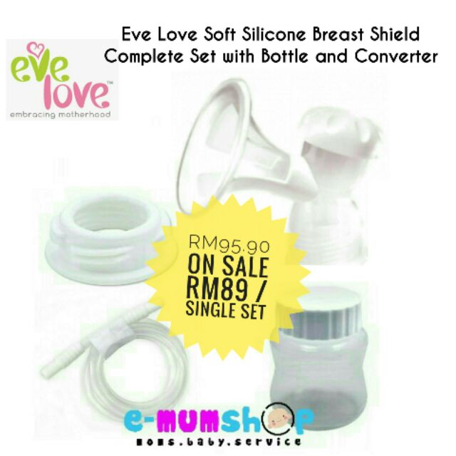 Eve Love Soft Silicone Shield Complete Set with Bottle, Tubing & Converter