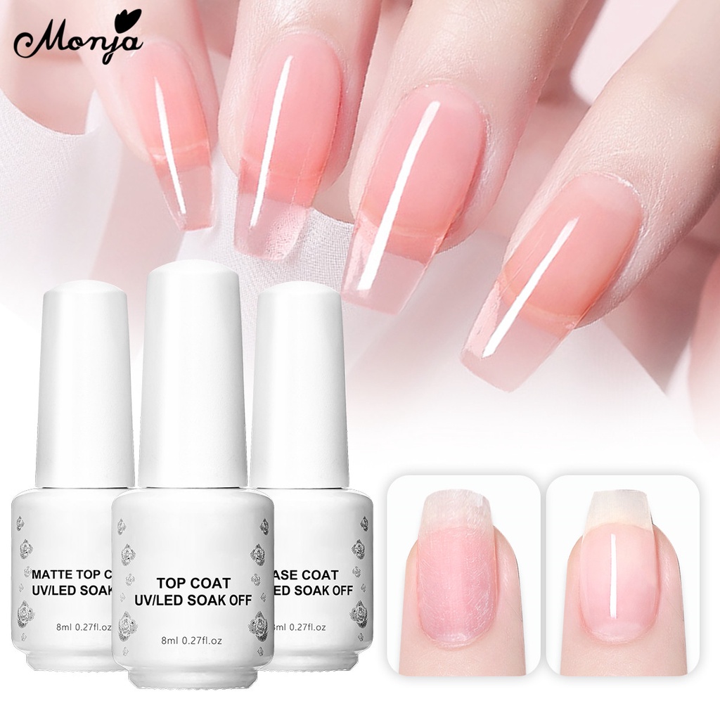 Monja 1pc 8ml Nail Art UV Gel Base Varnish Matte Coat Polish LED Lamp ...