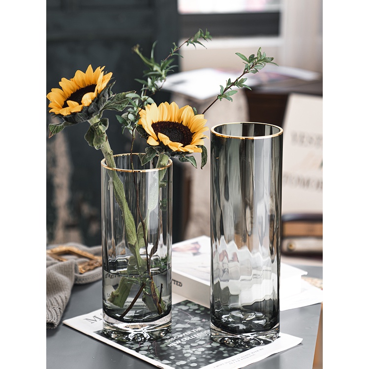 Buy 北欧简约创意轻奢透明花瓶水养富贵竹百合玻璃插花瓶客厅餐桌摆件x2nq Seetracker Malaysia