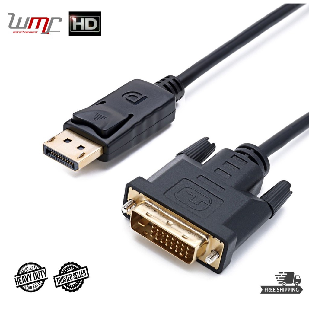 DP TO DVI Cable 1.8m DisplayPort Plug to DVI-D 24+1 Gold Plated Dual ...