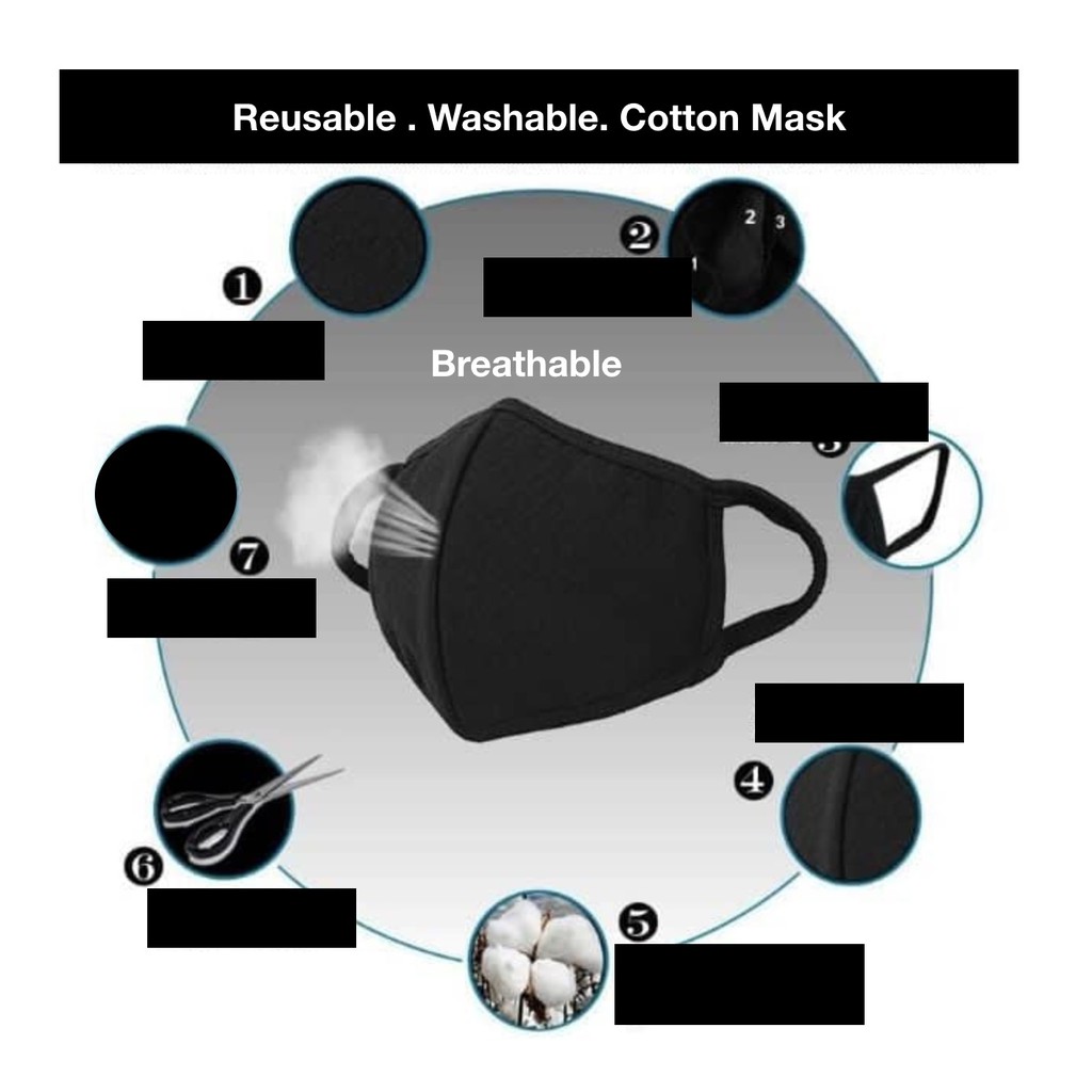 3 Layers Anti Dust/Haze/Winter Fabric Face Mask - Plain Colors | Shopee ...