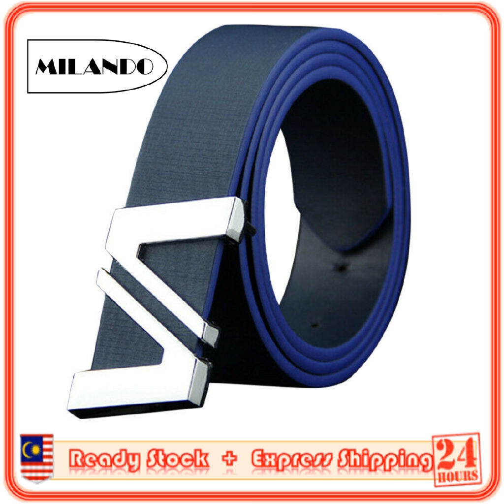 MILANDO Men Belt PU Leather Belt 110 cm Length Buckle Belt Tali Pinggang Lelaki (Type 16)