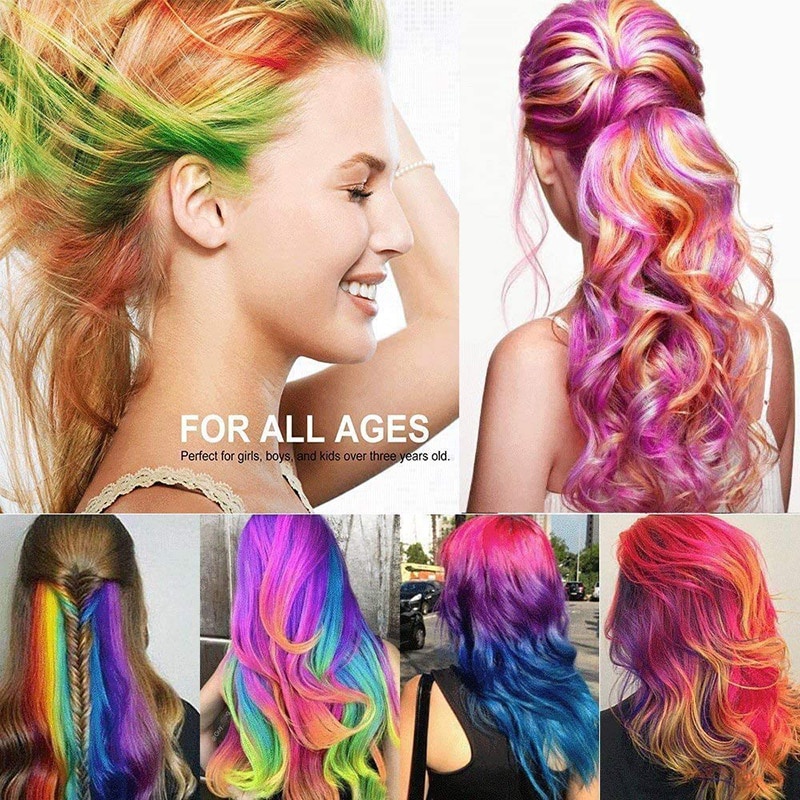 10 Color Temporary Hair Dye Comb Non-toxic Chalk Cosplay Washable DIY Hair  Dye Pen | Shopee Malaysia