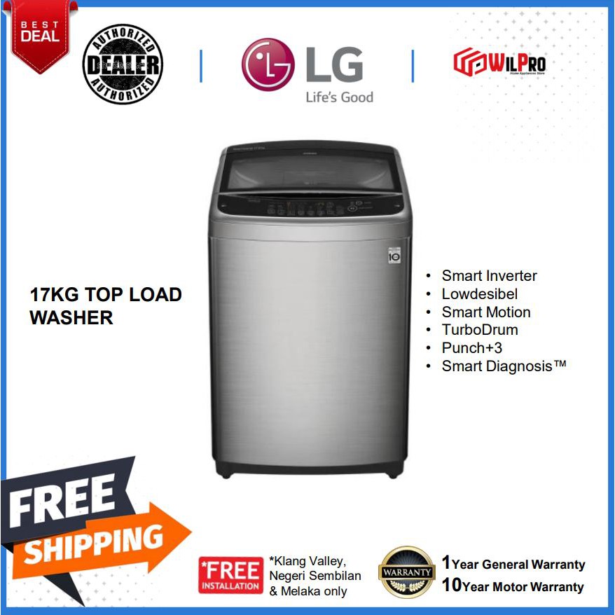 Lg 17kg Top Load Washer With Smart Inverter T2517vsav Shopee Malaysia