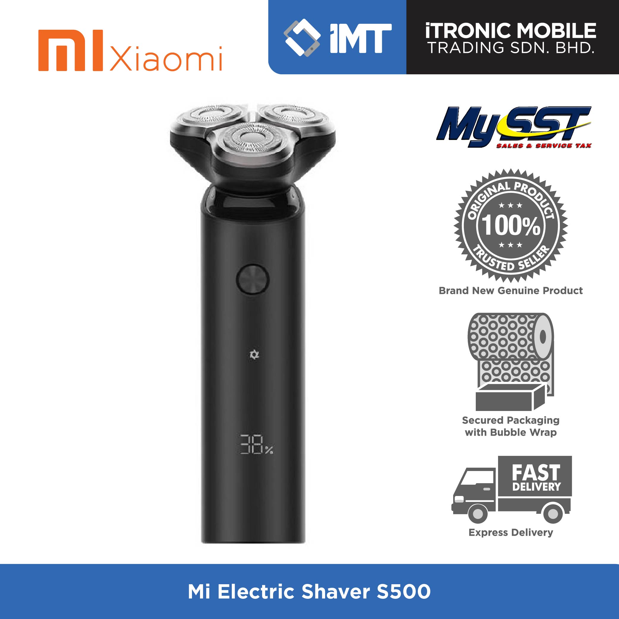 Xiaomi Mi Electric Shaver S500 / Replacement Head Mi Malaysia Warranty 360° Floating Shaving