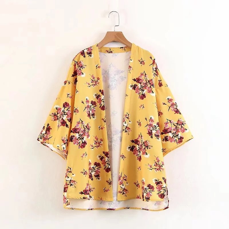 yellow kimono cardigan