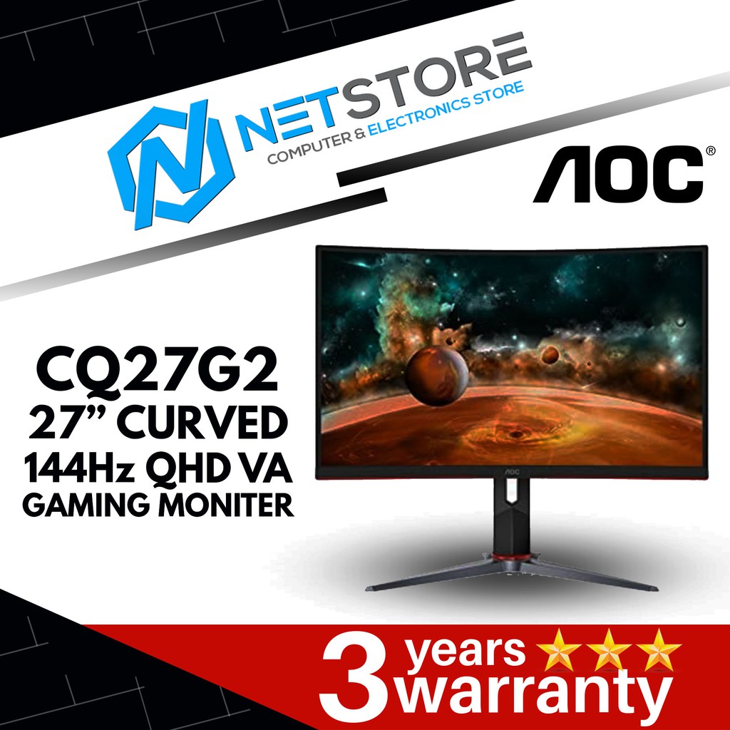 Aoc Cq27g2 27 Qhd Va Free Sync Curved Monitor 144hz 1ms Hdr 2560x1440 Shopee Malaysia