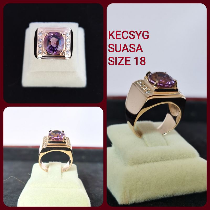 Cincin Emas Gold 375 Suasa Amethyst 12 71g Shopee Malaysia