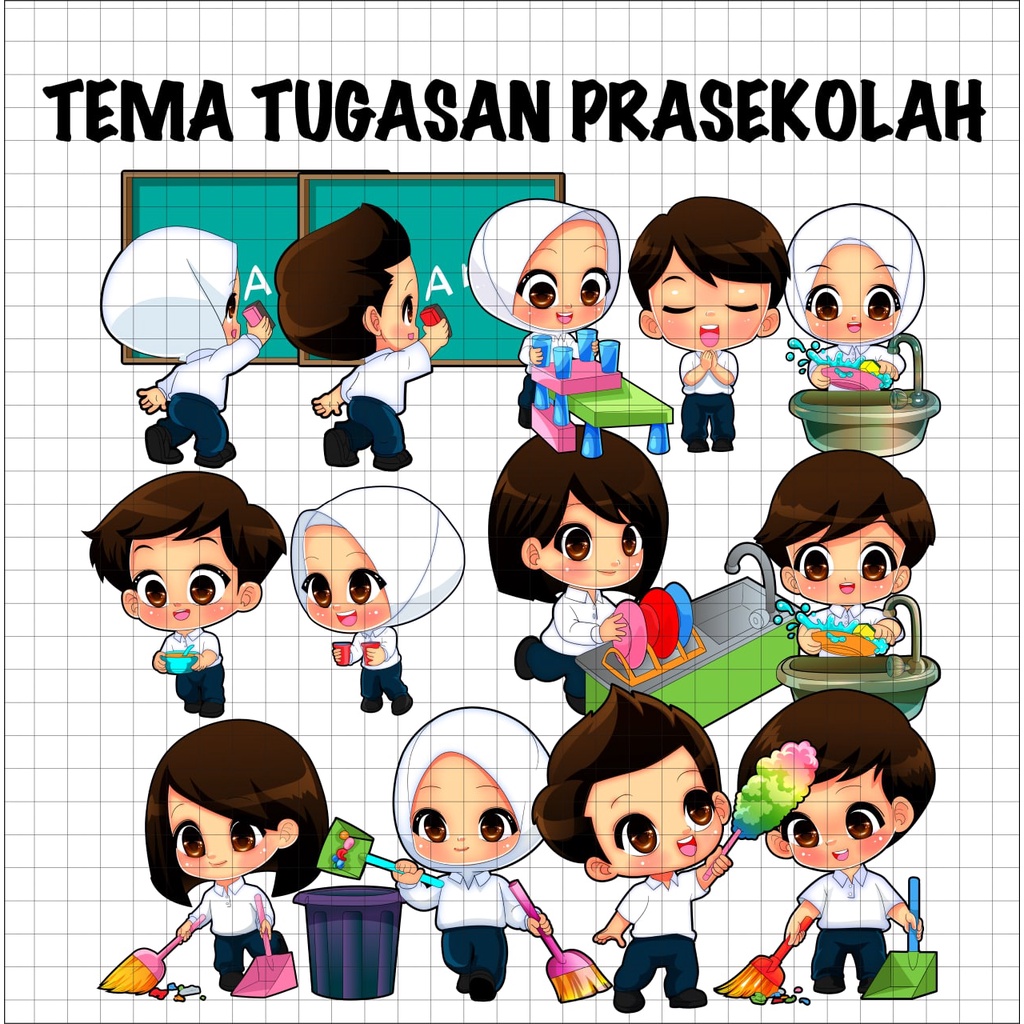 Doodle Prasekolah Tema Jadual Tugasan Harian File Png Berwarna Dan