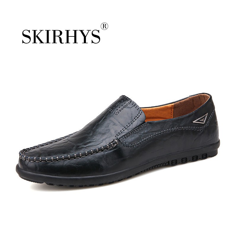 Fashion Male Leather Shoes Kasut Lelaki Casual Men Genuine Leather Shoes Slip On Men Loafers