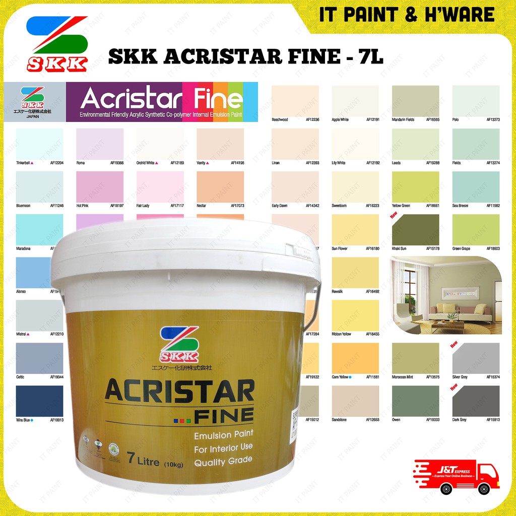 [7 Liter] SKK Acristar Fine Emulsion Paint for Interior Wall and Ceiling Matt Paint Cat Dinding Rumah
