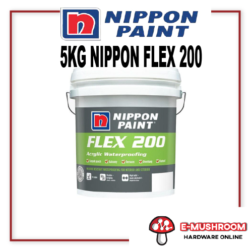 5KG NIPPON Paint FLEX 200 Acrylic Waterproofing White or Grey color