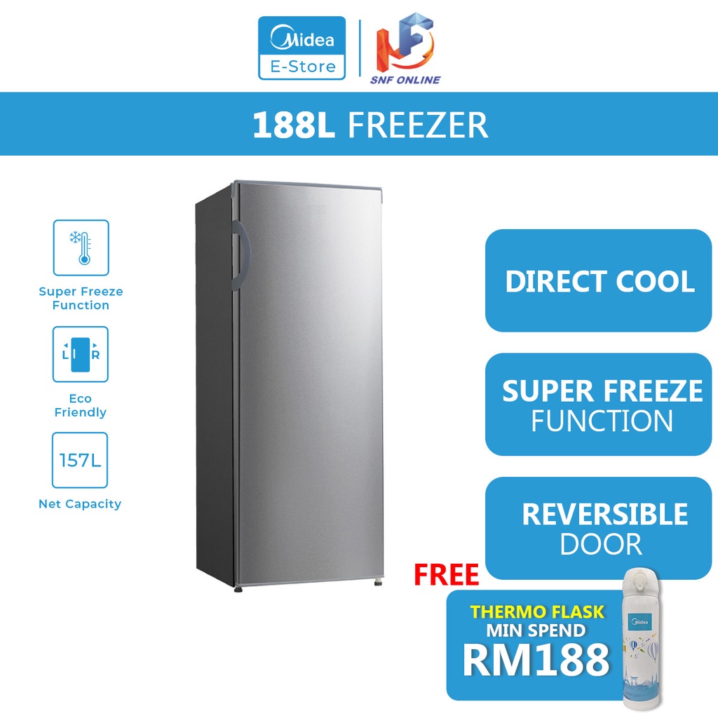 Midea MUF208SD Gross 188L Upright Freezer / Refrigerator / Fridge